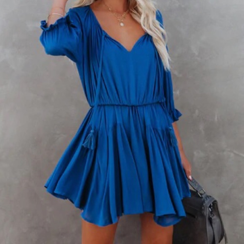 Elegant Blue Women's Dress